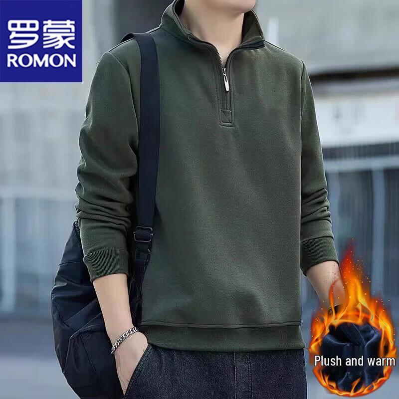 ROMON Men's Casual Stand Collar Long Sleeve Sweatshirt