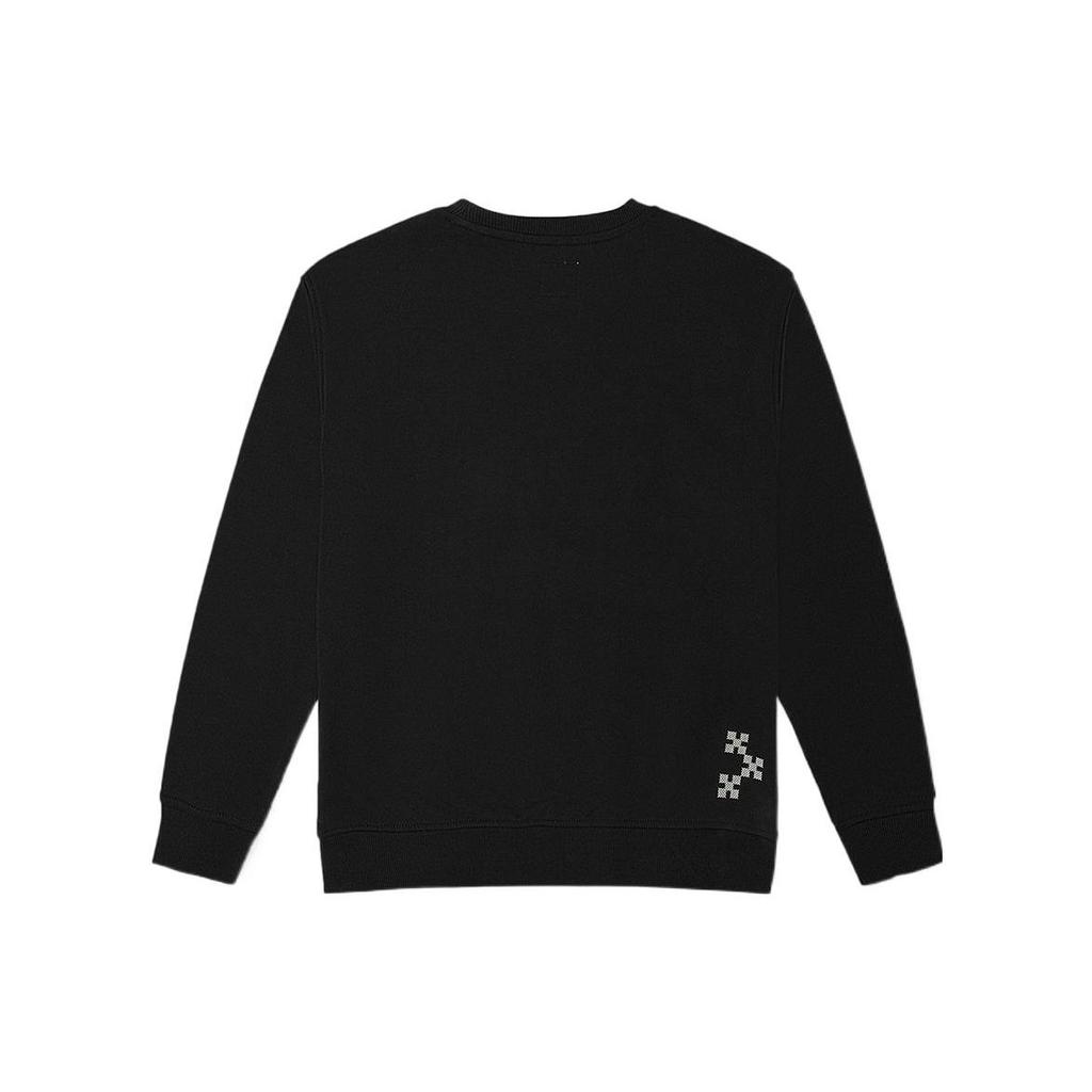 Vans Logo Daisy Embroidery Crew Neck Pullover Long Sleeve Sweatshirt Women Tops Black VN0A7Q1JBLK