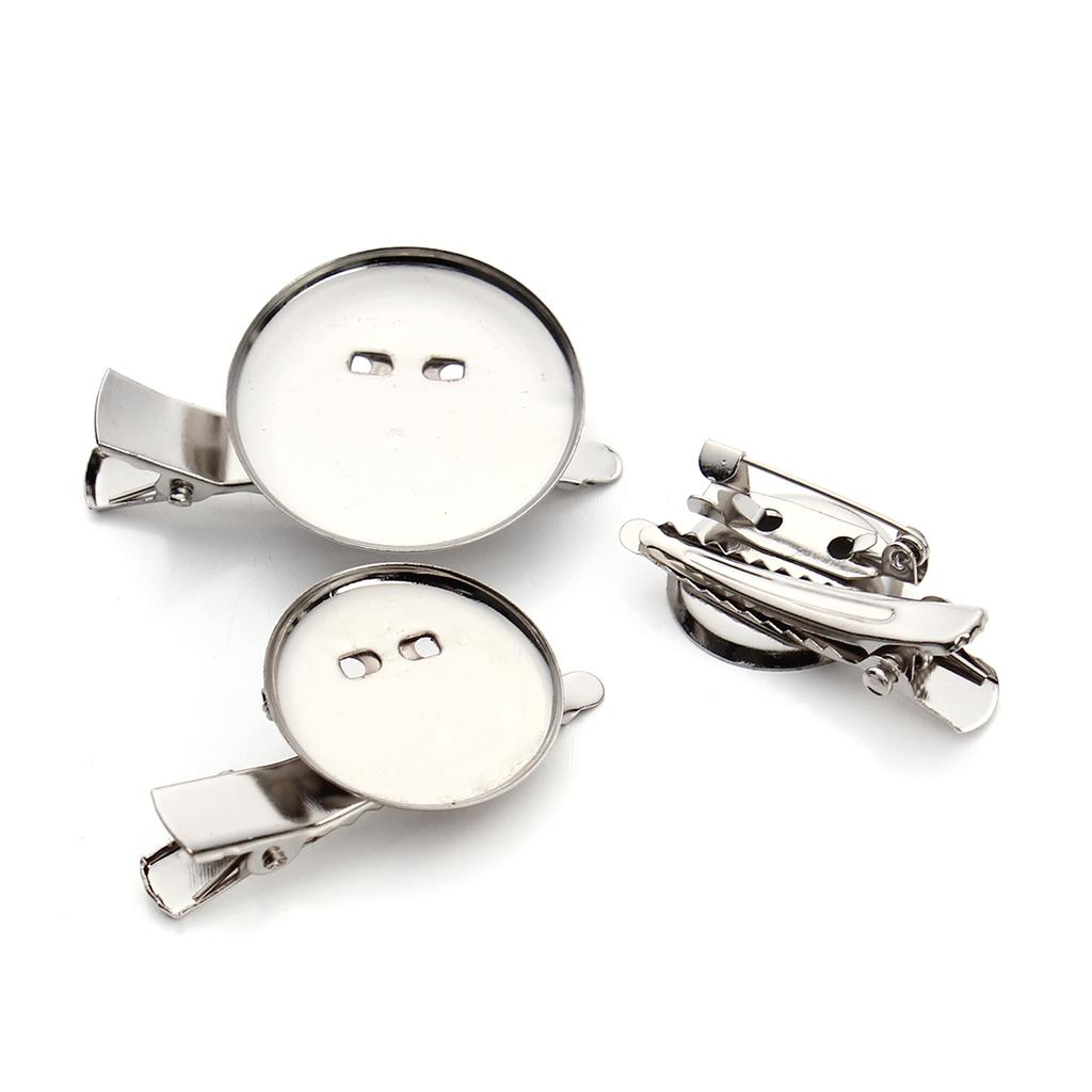 20Pcs/lot Round Brooch Hairpin Base 19/23/29mm Cabochon Blank Tray Brooch Hairpins for DIY Clothing Headdress Making Accessories