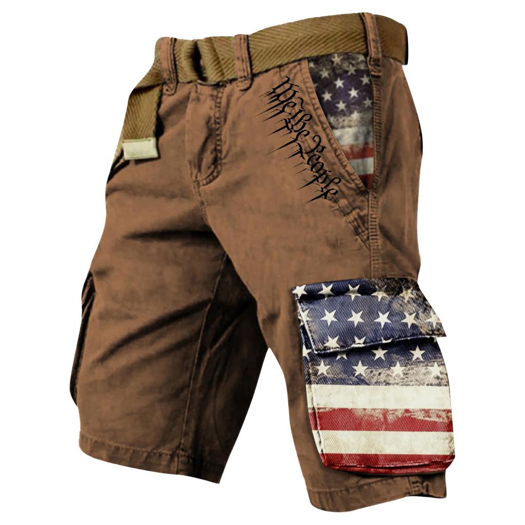 Men's Summer Printed Outdoor Shorts Men's Loose Multi-Pocket Shorts
