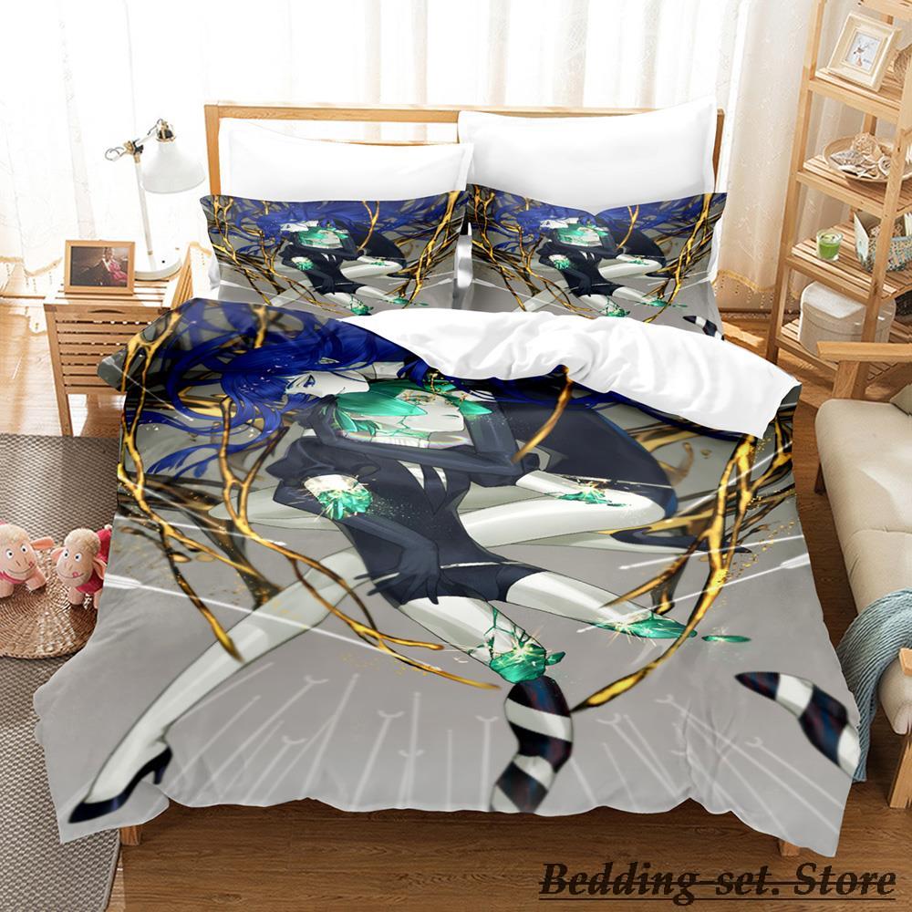 2023 Houseki No Kuni Bedding Set Cartoon Anime three-piece Set Adult Kid Bedroom Duvetcover Sets 3D Kawaii Girls Duvet Cover