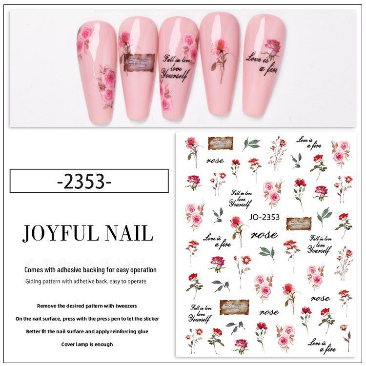 

Наклейки для ногтей с акварельными розами и бабочками в стиле ретро Sticker 2353