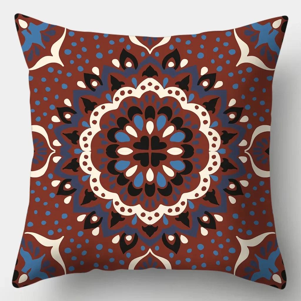 Fashion Retro Art Boho Style Pattern Printed Soft Square Pillowslip Polyester Cushion Cover Pillowcase Living Room Home Decor