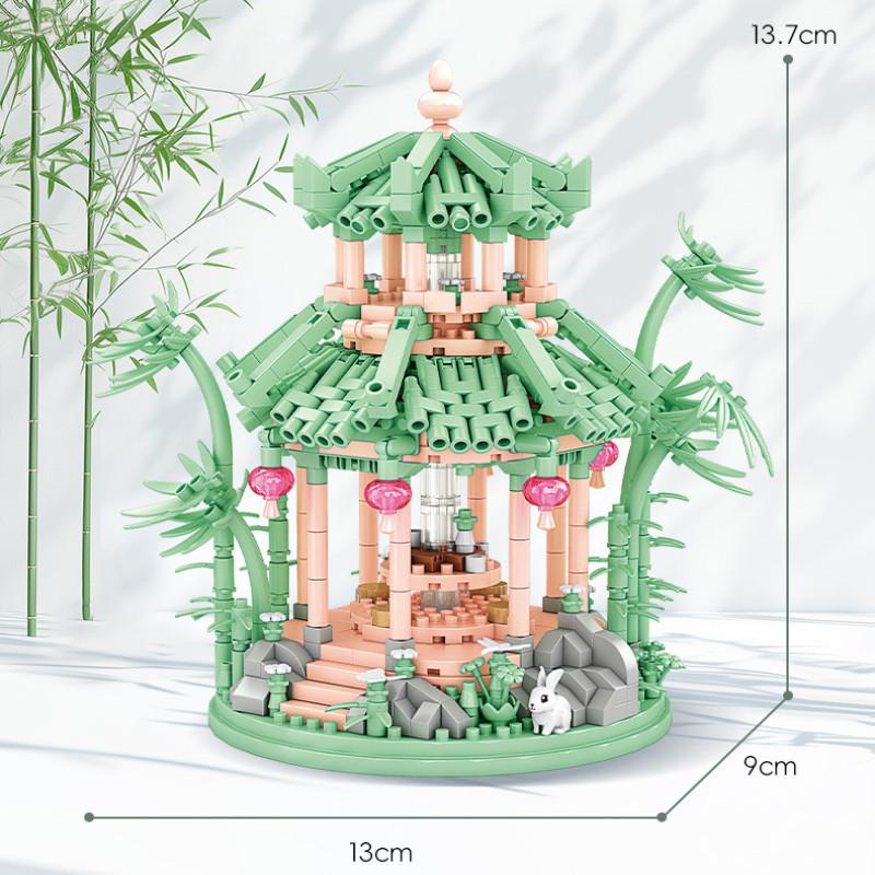 Mile Ten Long Pavilion Building Blocks Diy Model Toy For Artistic Home Display