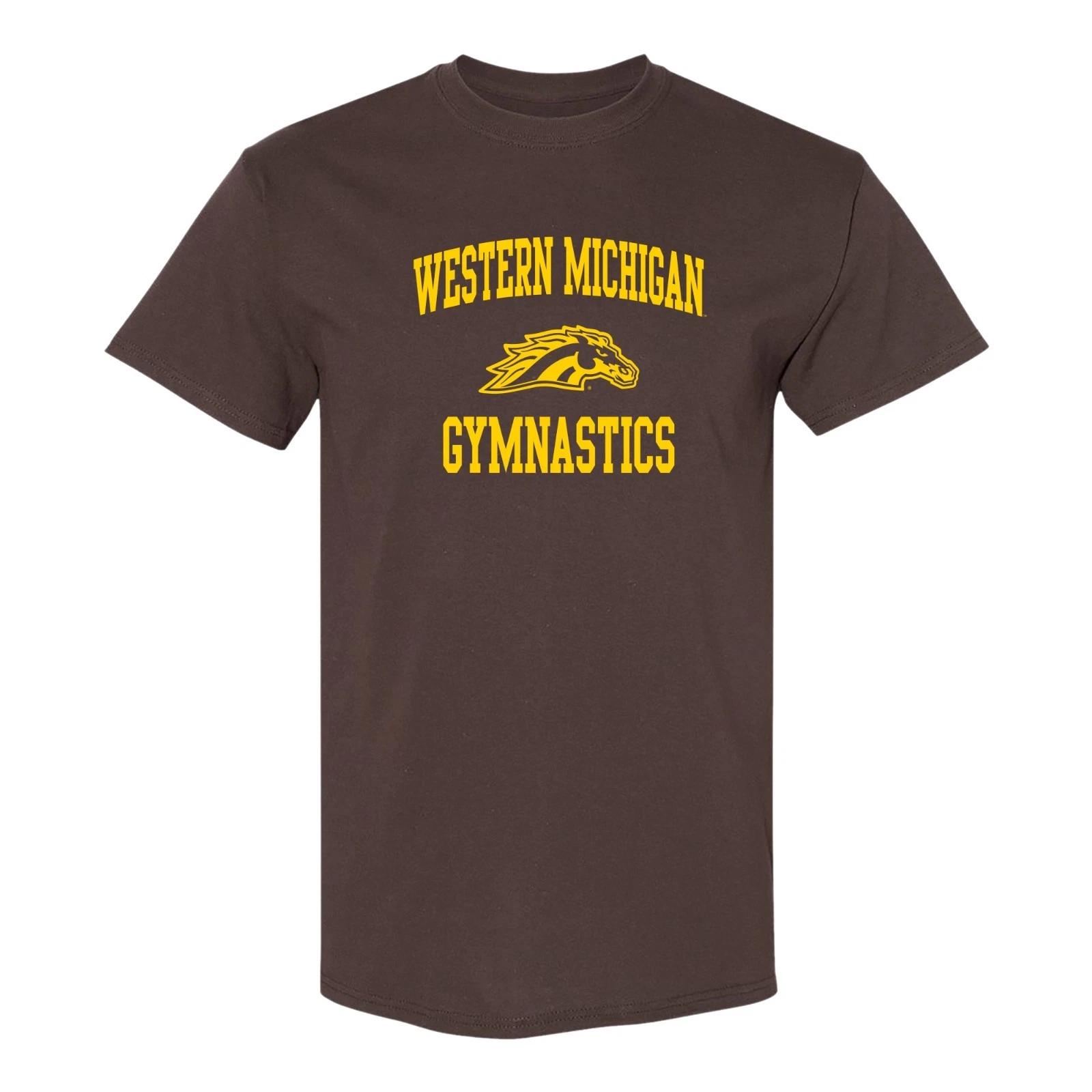 Western Michigan Arch Logo Gymnastics T-Shirt - Dark Chocolate 3XL