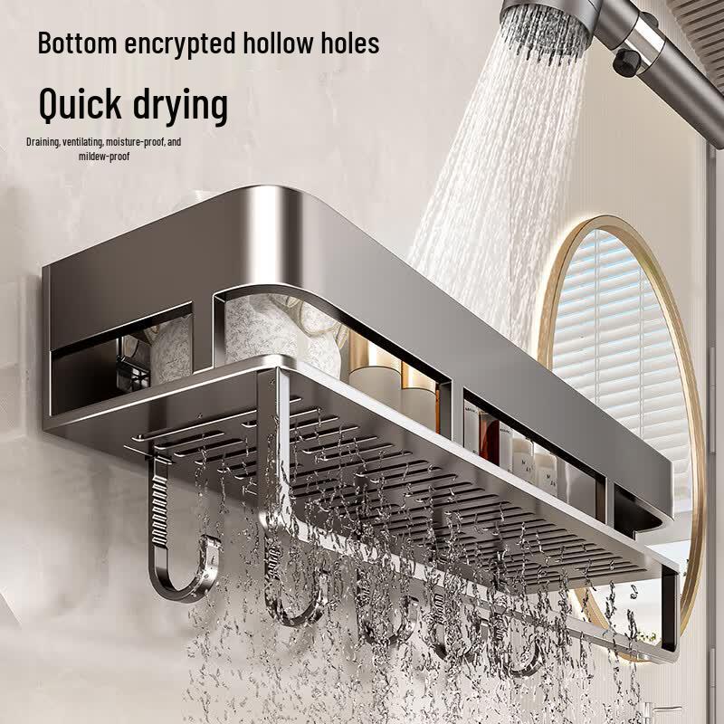 No-Drill Wall-Mounted Bathroom Corner Shelf