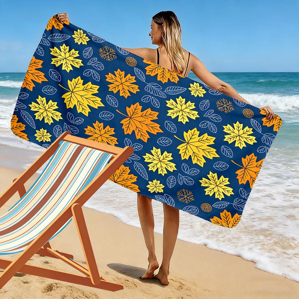 Golden autumn leaf symphony Print beach towel, quick drying, suitable for travel, outdoor sports, jogging, the beach and swimming, gift