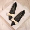 Fashion Elegant Ladies Bowknot Silk Wedding Shoes Woman Suede Leather Ballet Flats Pointy Slip On Loafers Women Bow Moccasins Big Size43