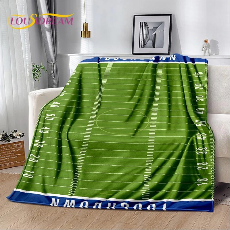3D Rugby Field Rugby American Football Cartoon 2026 Soft Blanket,Soft Throw Blanket for Home Bedroom Bed Sofa Travel Cover Child