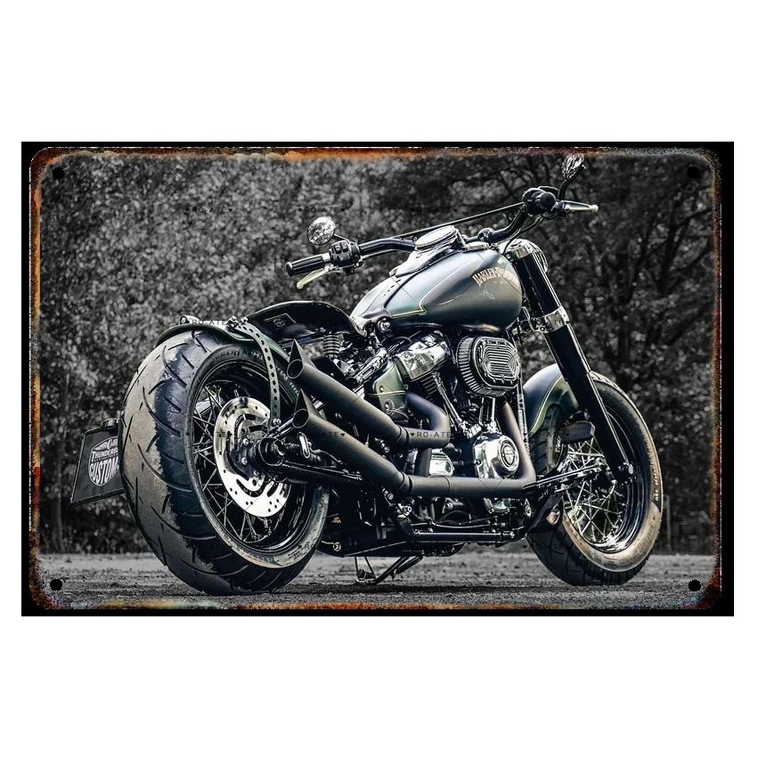 Hisun Tin Sign HD Tin Sign Vintage Motorcycle Retro Metal Tin Sign Set for Garage Wall Decor 20x30