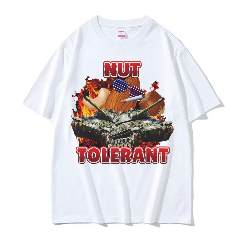 Nut Tolerant Funny Goofy Ahh Meme Tshirts Unisex High Street Vintage Short Sleeve T Shirt Men Summer Fashion Oversized Tees