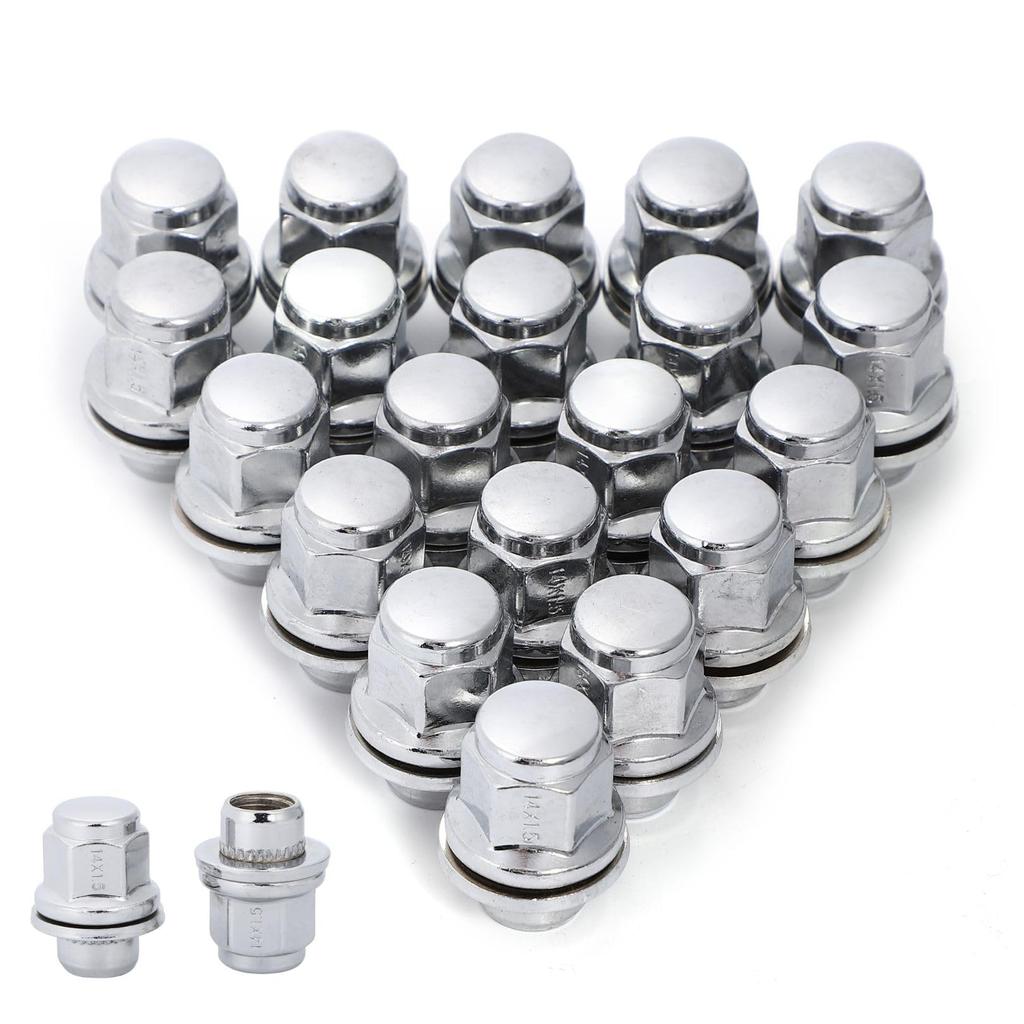 Partools 20 Pcs Wheel Nuts M14xP1.5 Compatible Toyota Lexus Silver Color (Set of 20)