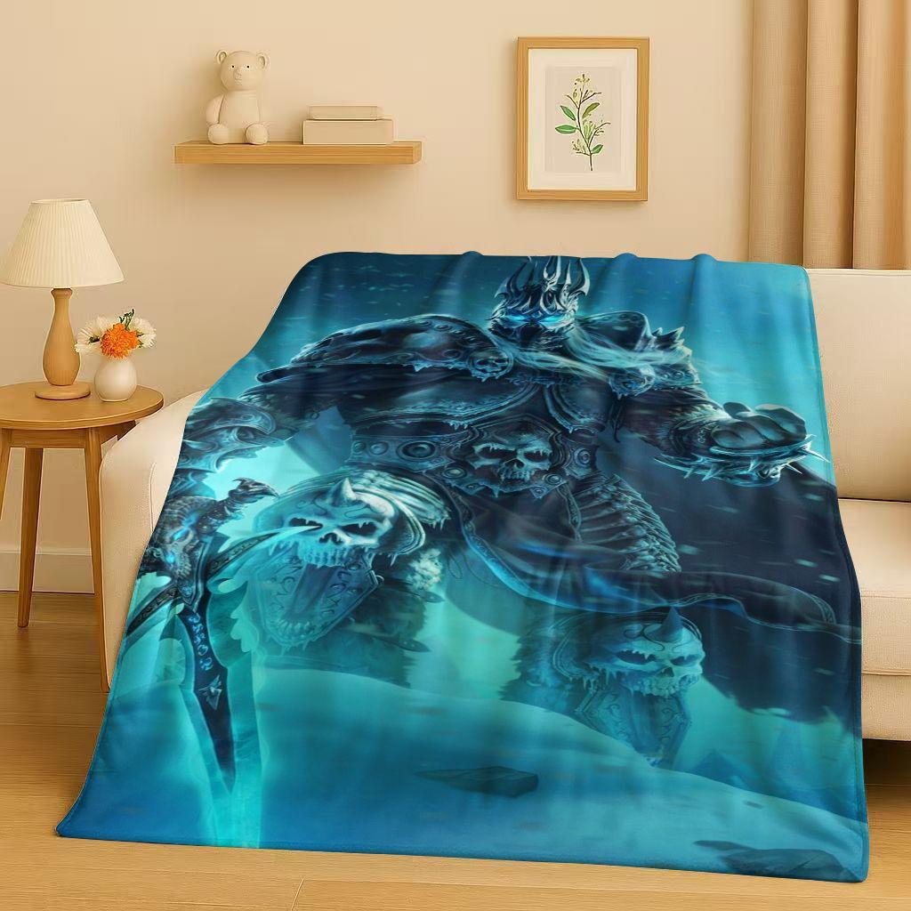 

3D WOW World of Warcraft Game Demon Hunter Arthas Cartoon Flannel Blanket,Ultra Soft Plush Throw for Home Bedroom Bed Sofa Cover 150x180cm
