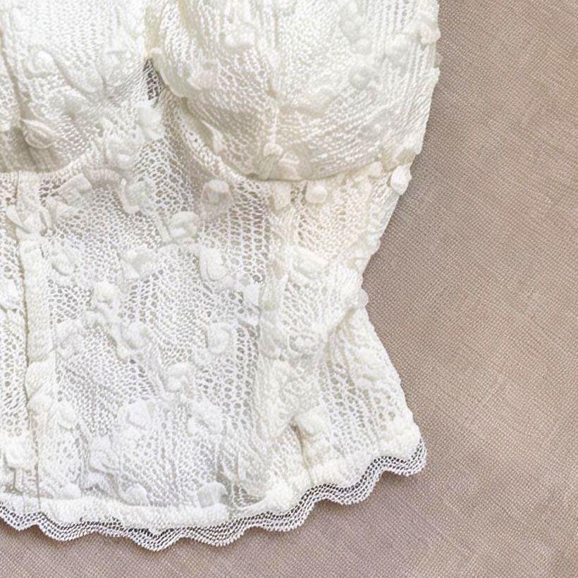 Women's High-End French Lace Floral Halter Crop Top