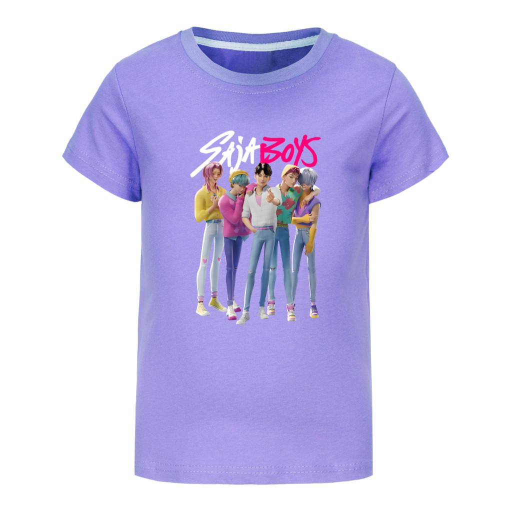 4986 Kids Girls Boys Sajaboys Rumi Mira Zoey Print Casual Cotton Short Sleeves T-Shirt