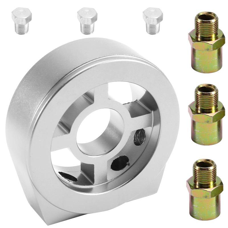 Oil Filter Cooler Sandwich Plate Adapter Universal Oil Sensor Adapter M18 M20 M22 3/4 With Connectors Silver