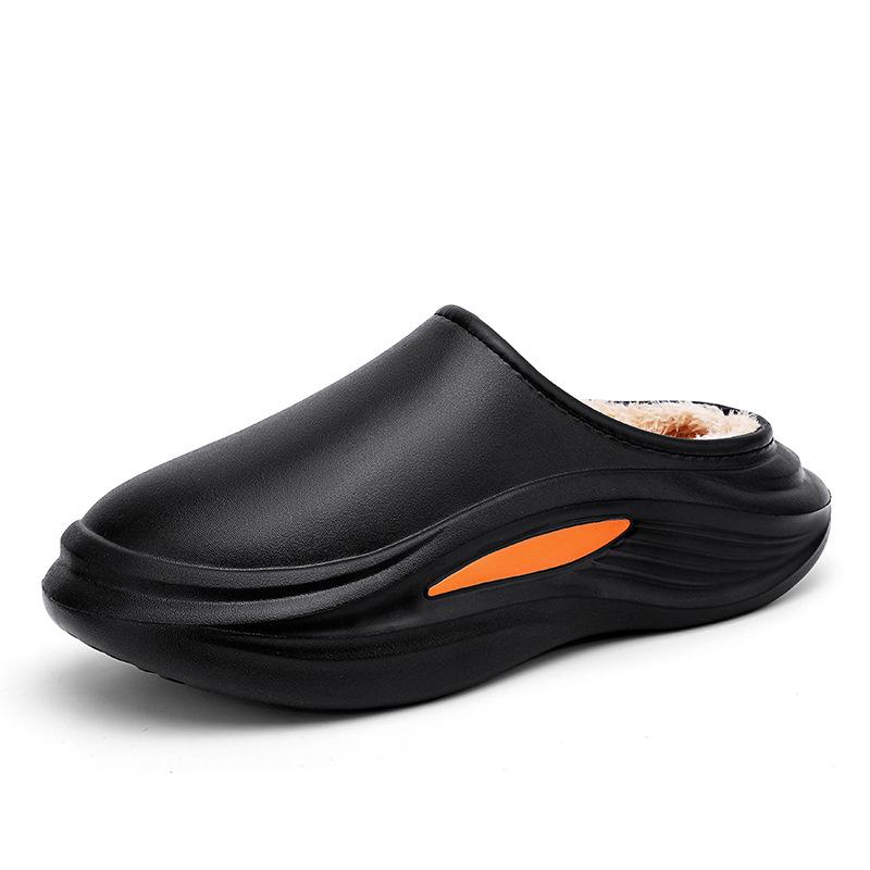 Winter new cotton slippers indoor home velvet thermal shoes waterproof couple non-slip thick-soled fluffy slippers