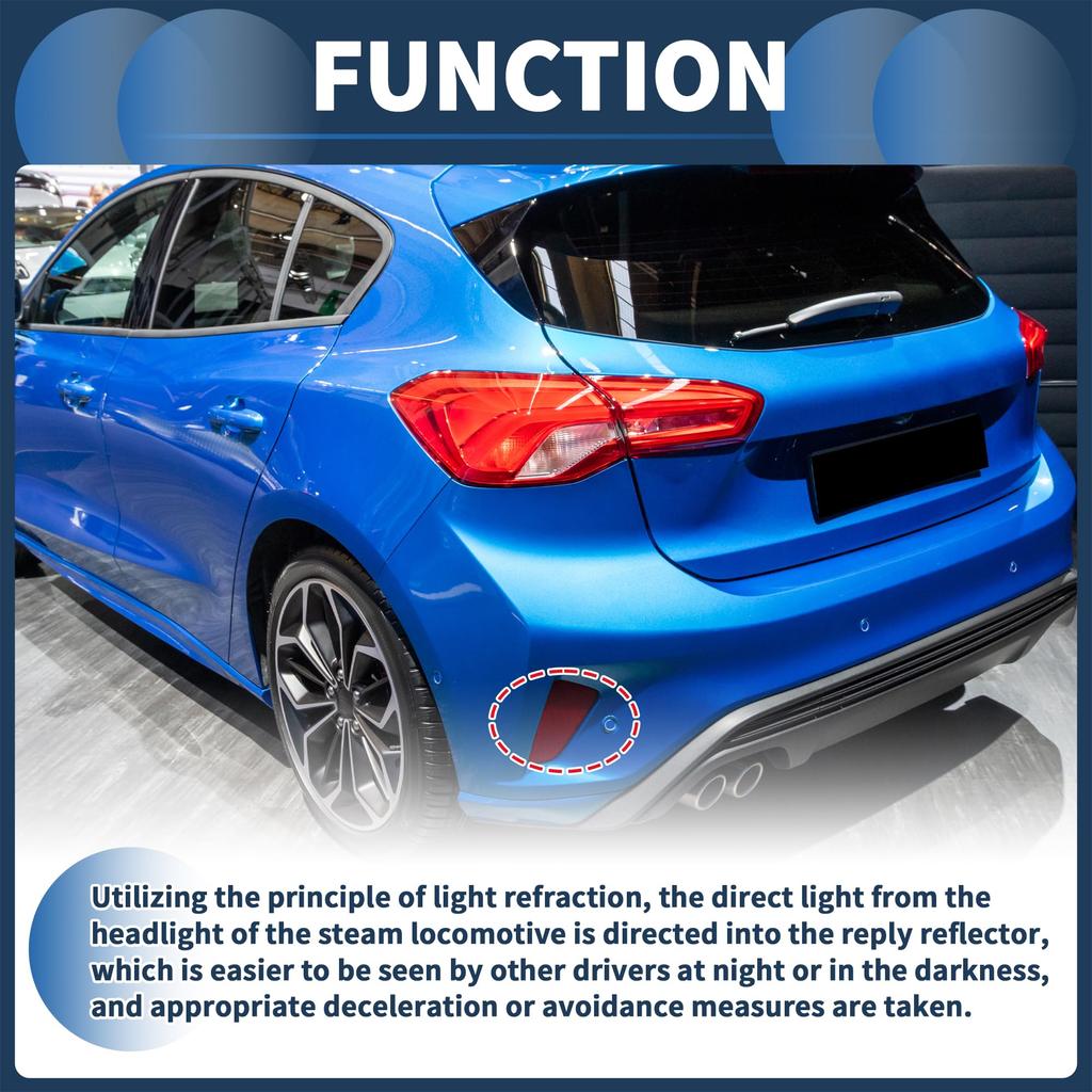 INFINAUTO Rear Left Bumper Reflector Side Marker for Ford Focus MK4 2018-2023, Part Number JX7B13B415EA, Durable Plastic Red