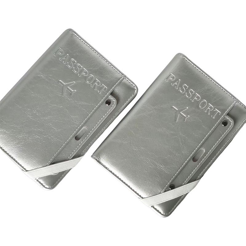 Passhülle im koreanischen Stil, silbergrau: Premium Reise-ID und Kartenhülle