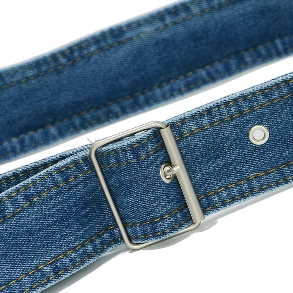 Lässiger Vielseitiger Denim-Hüftgürtel Vintage Breiter Canvas-Hüftgurt Verstellbarer Dornschließengürtel Für Damen Rock Hemd Passend