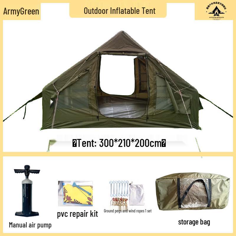 Windproof PVC Inflatable Tent for 3-4 People with Thickened Air Columns