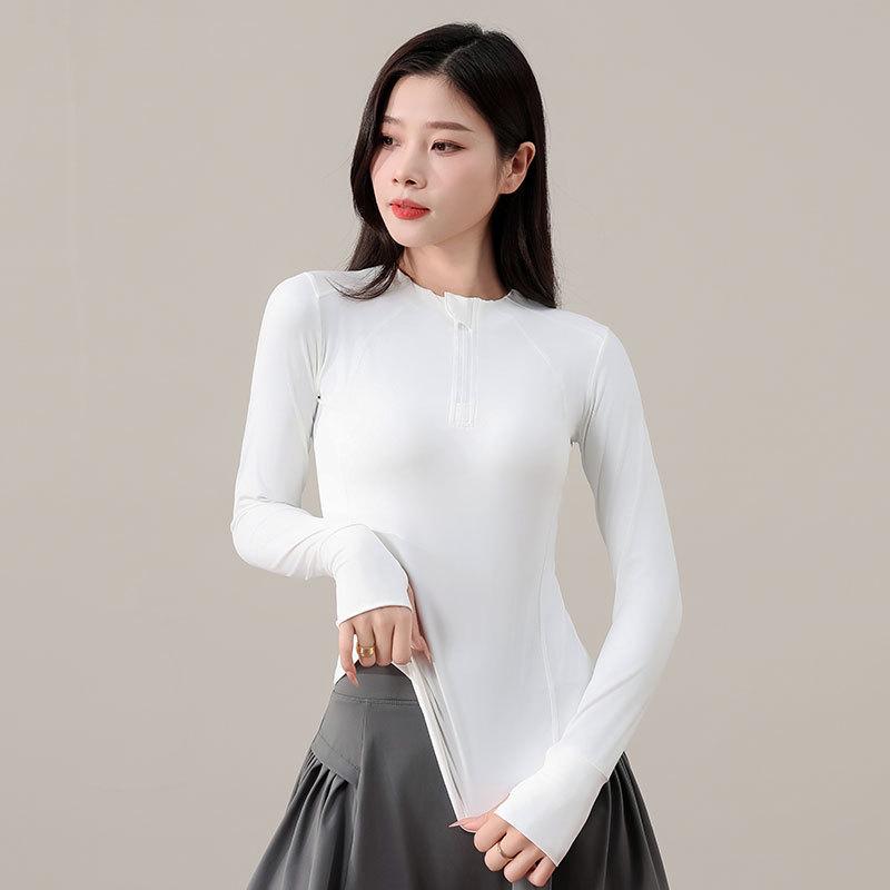 Women's Small Yoga & Fitness Set: Half-Zip Long Sleeve Top, Skirt, and Pants for Spring & Autumn
