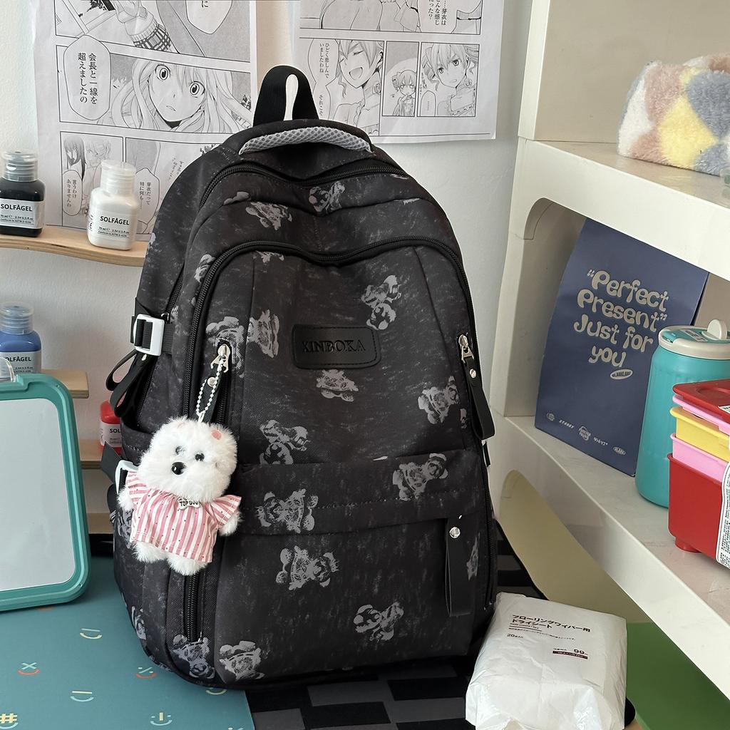 Schoolbag New Large Capacity Bear Backpack Middle School Student School Bag Ins High Value Fashion Casual Backpack Lightweight Girls