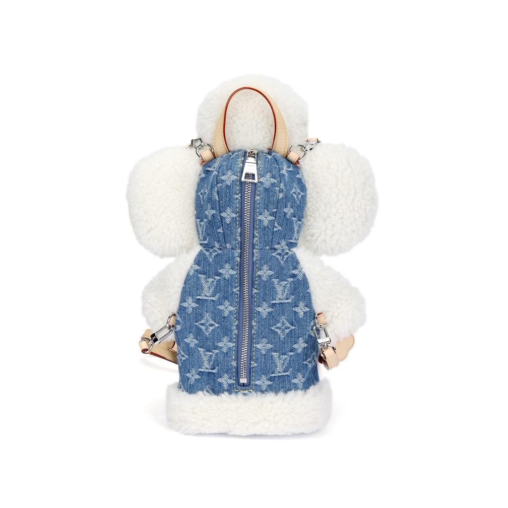 LOUIS VUITTON Vivienne Shearling Backpack Regular Women's White & Blue M26786