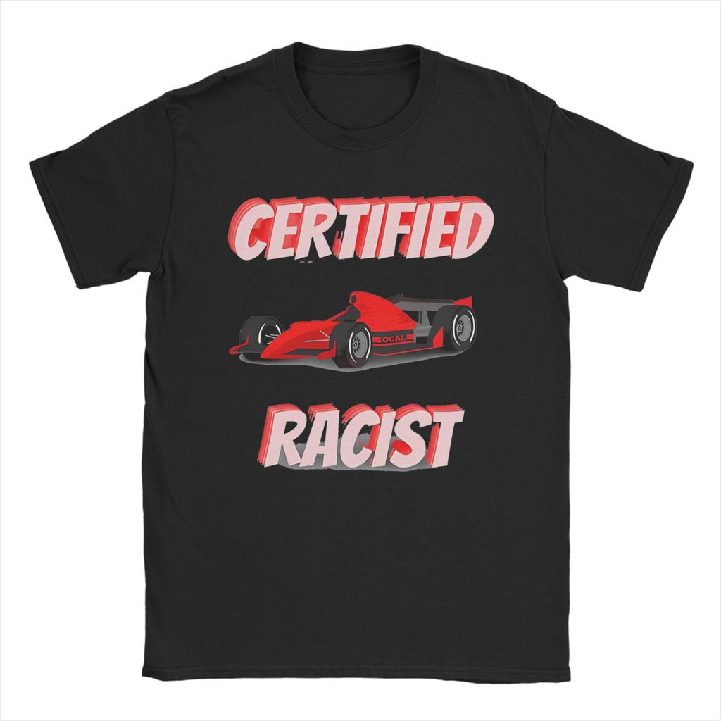 Vintage Professional Certified Racist Racing Meme T-Shirt Men Round Neck Short Sleeve Tops  Cotton Summer Top Tee