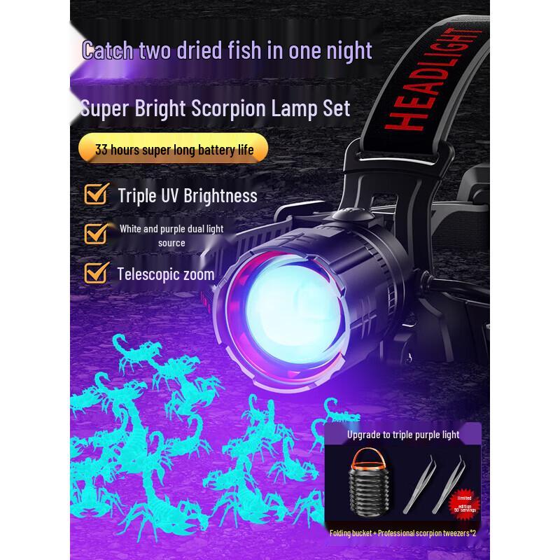 

SkyFire SF-1352S Purple Light Scorpion Hunting Headlamp