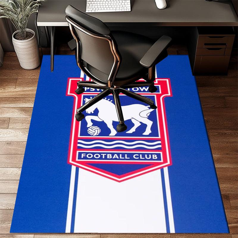 Town Football Club Crest Printed Office Carpet Chair Cushion Entryway Rug, Rugs for Living Room, Bedroom Christmas gifts