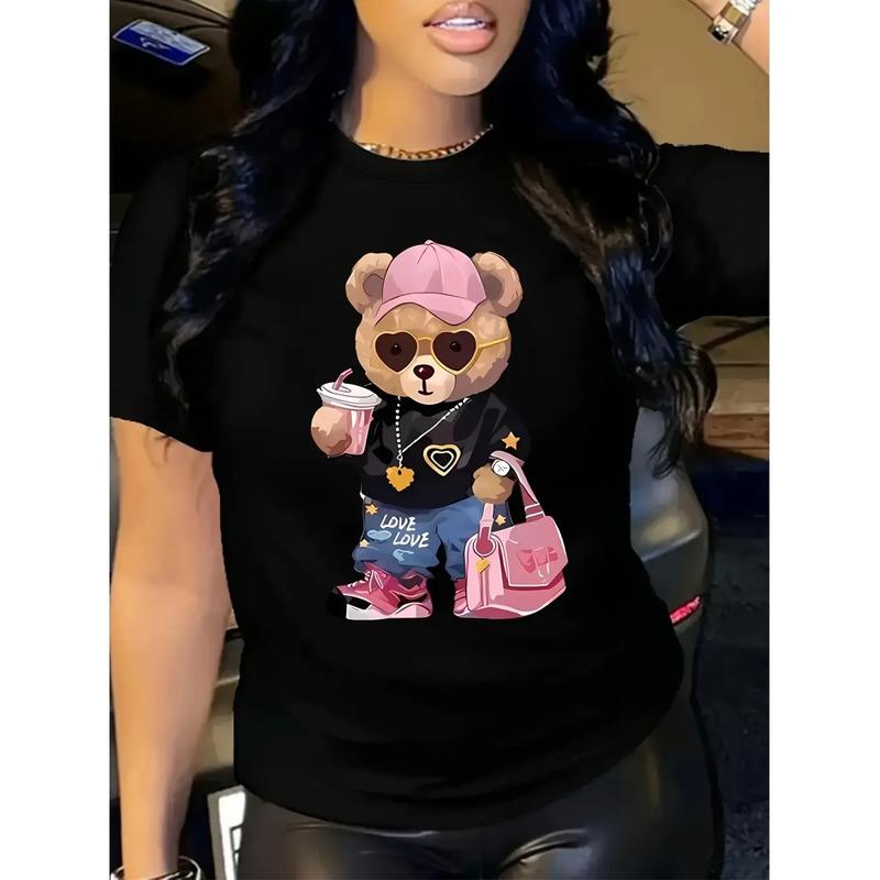 Blusas De Manga Corta Con Estampado De Letras Para Mujer De S