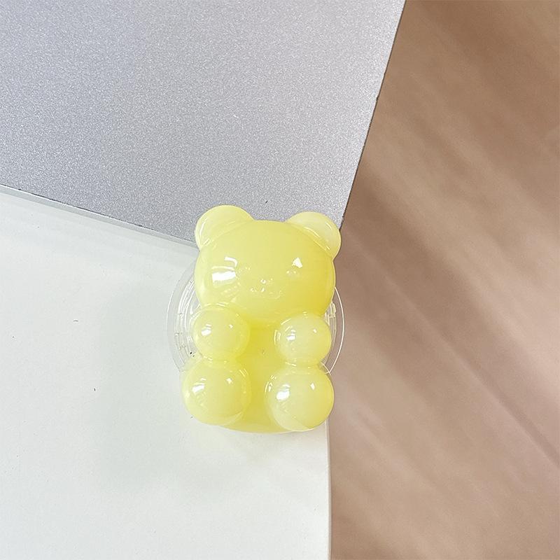 Jelly Solid Color Hard Bear Mobile Phone Airbag Bracket Pasted Retractable Desktop Watching Drama Support Decorative Ring Woman