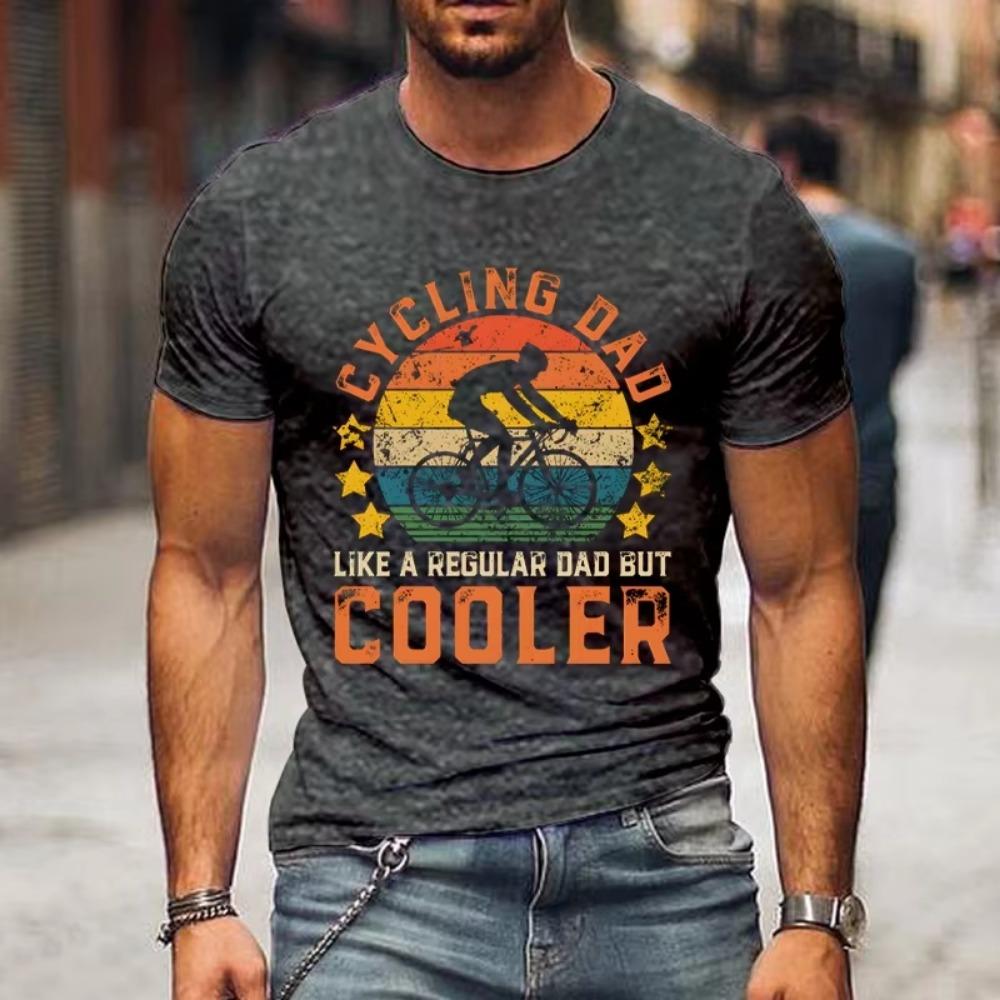 Cycling Dad Cooler Print Men's T Shirt Funny Vintage Mountain Bike Tshirt Hip Hop Casual Tops Summer Father Day Street T Shirt