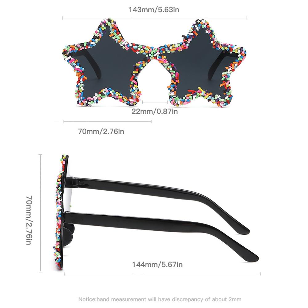Fashion Star Shape Sunglasses With Colorful Jimmies Women Stylish Cute Pentagram Beach Sun Glasses Trendy Original Vacation