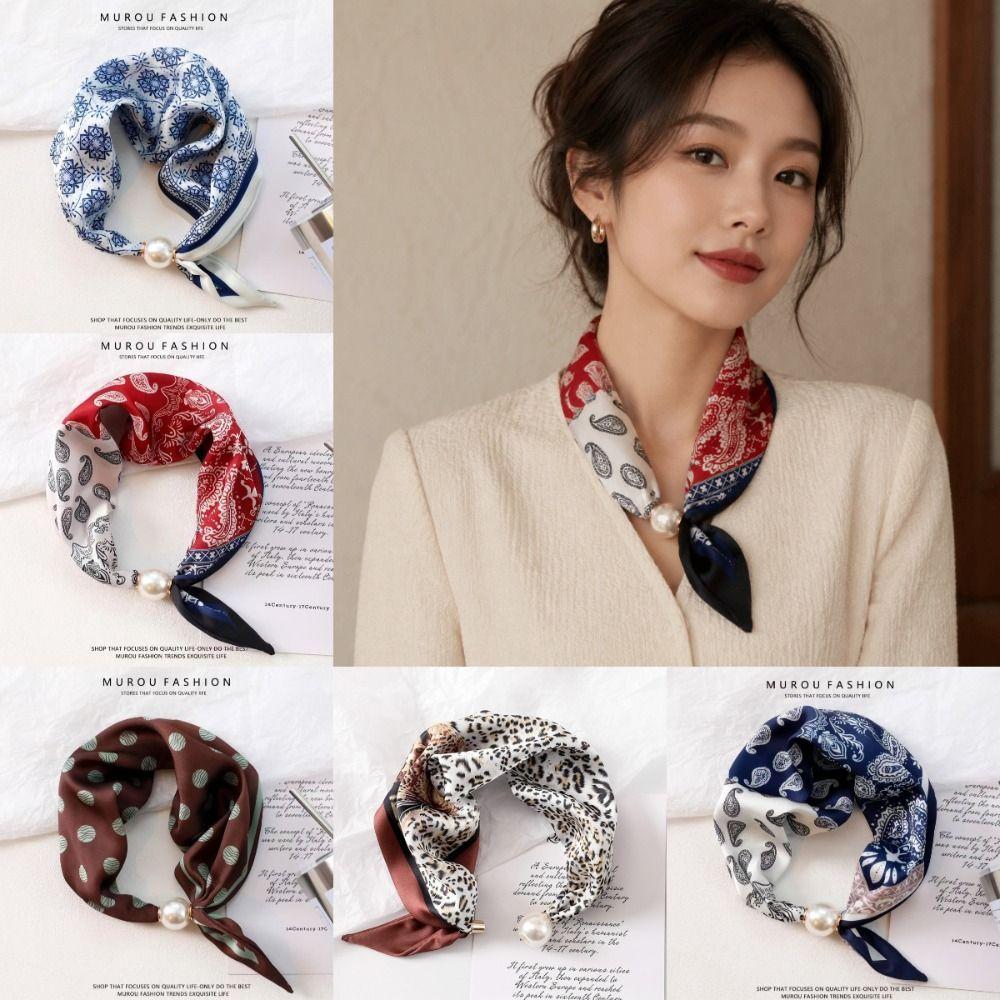 Printed Neck Scarf Breathable Magnetic Snap Scarf New Silk Scarf for Neck Wrap