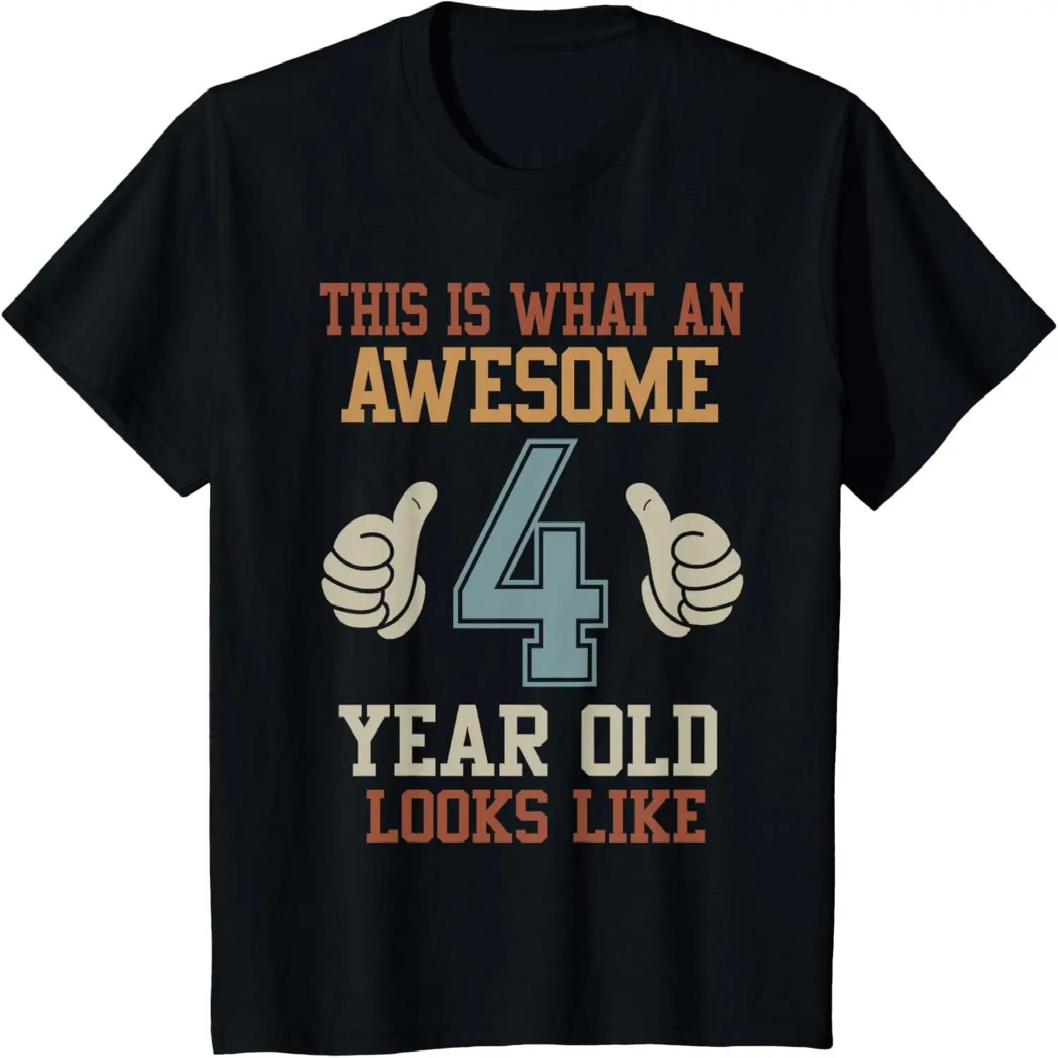 

Kids This Is What an Awesome 4 Year Old Looks Like 4th Birthday T-Shirt S чёрный