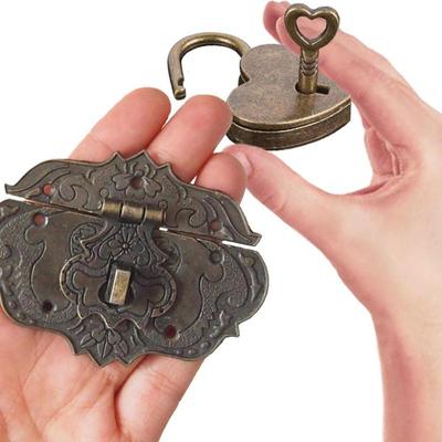 Antike Messing Holzkiste Haspe Vintage dekorative Schmuck Geschenkbox Koffer Haspe Riegel Haken Möbel Schnalle Verschluss Schloss
