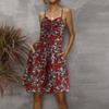 GMXIA Sexy Halter Dress Spring and Summer Large Size Printed Floral Medium Short Skirt
