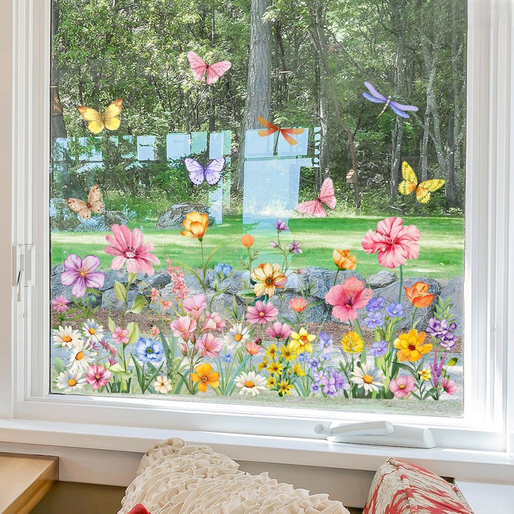 Floral Window Clings Window Decals Easy Damp-apply Installation