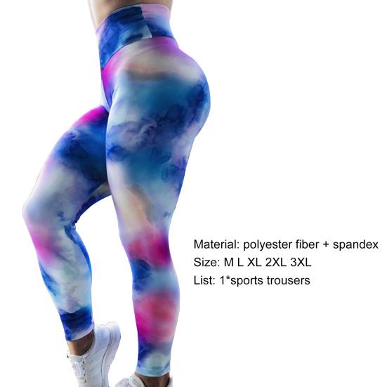 Leggings Fitness Stampa Tie Dye Control Pancia Donna Vita Alta Arricciati Alta Elasticità Leggings Yoga Abbigliamento Sportivo
