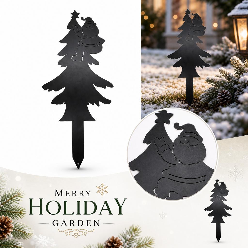 Metal Christmas Garden Stake Santa Claus Yard Decoration Outdoor Holiday Metal Art Sculpture for Lawn Patio