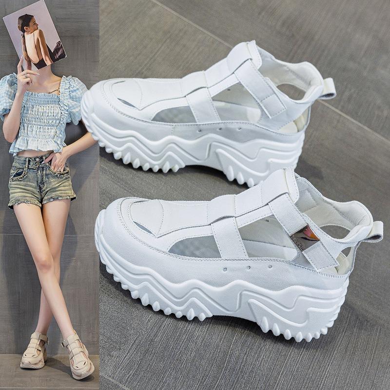 Summer women's shoes new breathable hollow sandals children's Korean version versatile thick sole height increase sports leisure dad shoes women