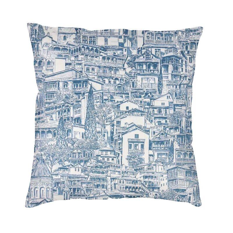 Red And White Toile De Jouy Cushion Covers Sofa Home Decor Square Throw Pillow Cover 45x45cm
