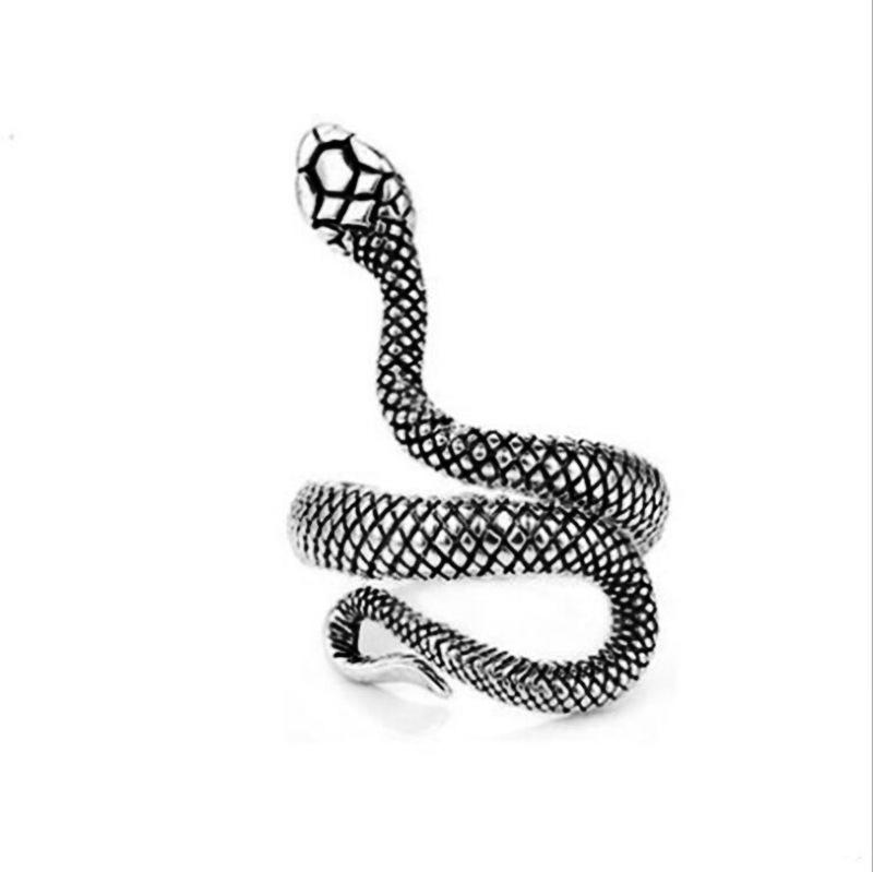 

Fashion Red Green Black Drop Glaze Punk Snake Rings for Women Men Retro Silver Color Open Adjustable Finger Ring Gift anillos resizable