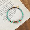 BLINGBAY Bracelet de Perles pour Femmes Rétro Népalais Bracelet de Perles de Cuivre Ancien pour Femmes Style Ethnique Tibétain Personnalité Simple Tressé Bleu Bracelet Cadeau