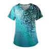 Casual Nurse Uniform Print Women Short Sleeve Tops V-neck Blouse Shirt Pocket Beauty Care Scrub Uniforms Enfermera Mujer 2023