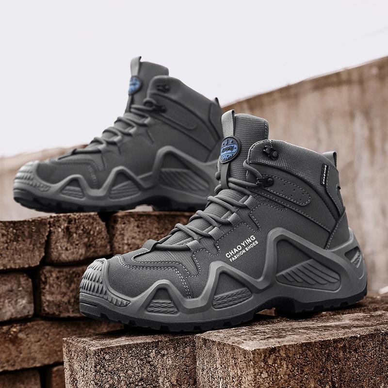 Męskie ultralekkie wodoodporne buty trekkingowe i taktyczne typu high-top - oddychające buty outdoorowe bojowe i pustynne