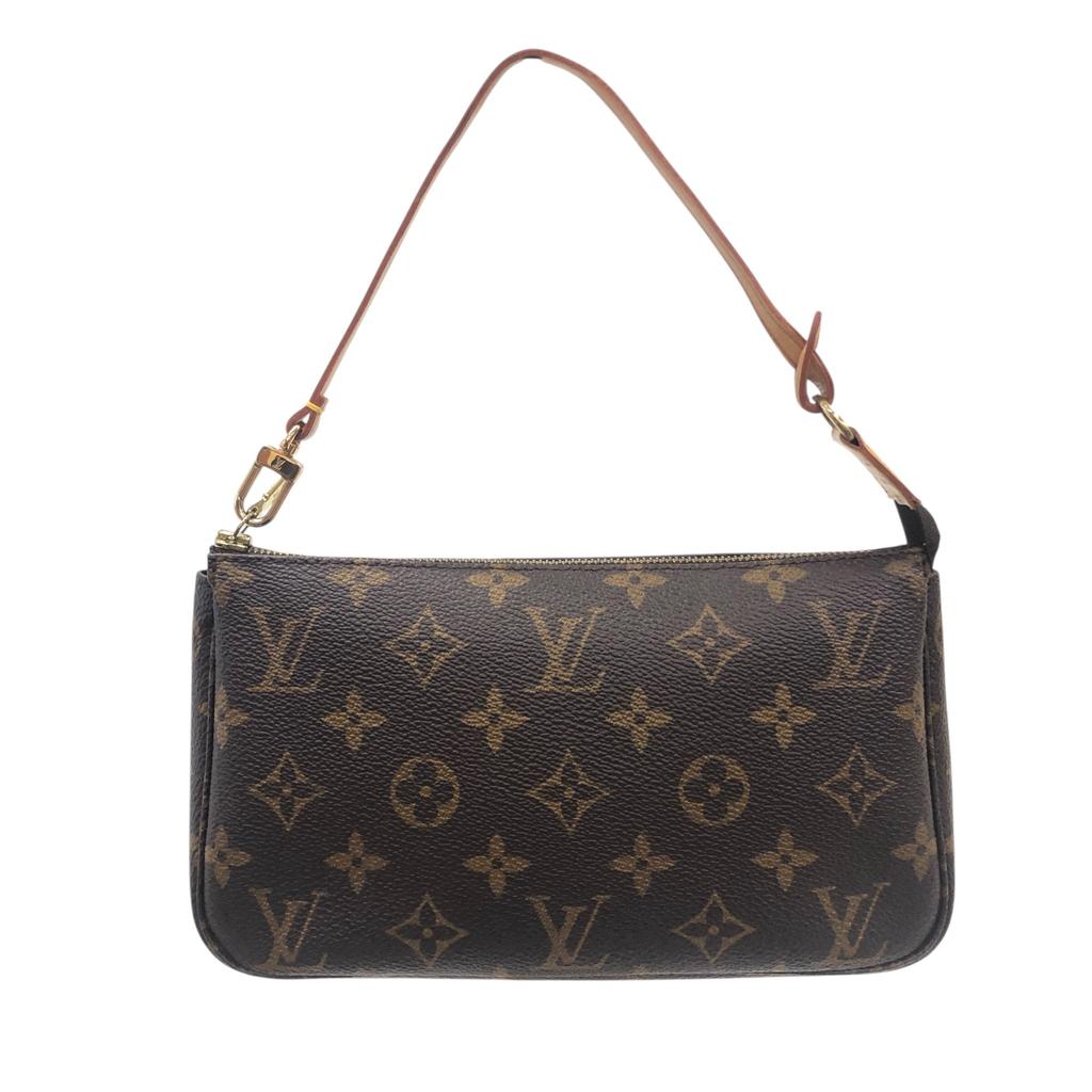 Used Louis Vuitton Monogram Pochette Accessoires M40712 Canvas Brown Authentic 1210