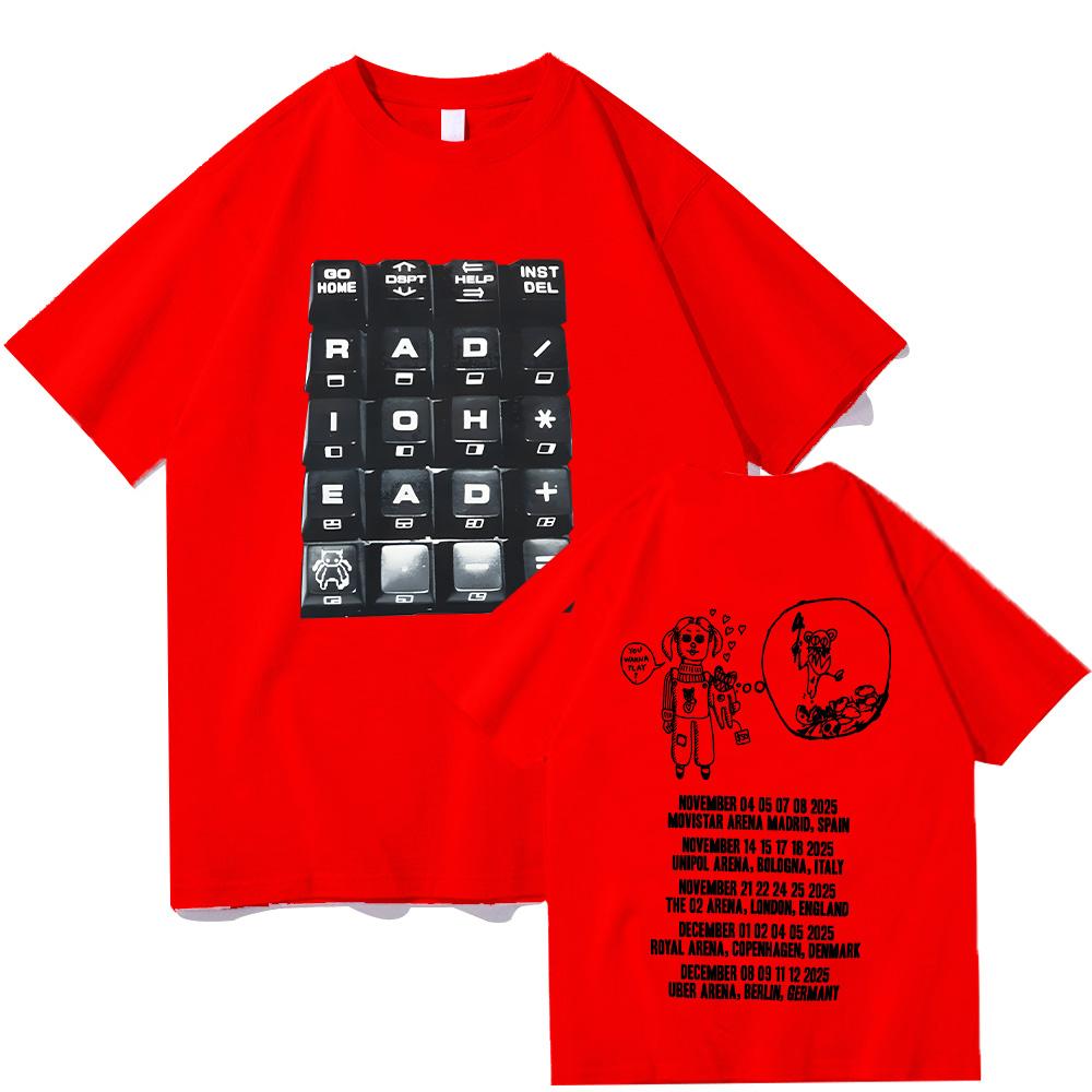 Radiohead Keyboard Doll Tour Double Sided Graphic T Shirt Unisex Unisex Vintage Rock Band Loose Y2k Music Short Sleeve Casual Tops
